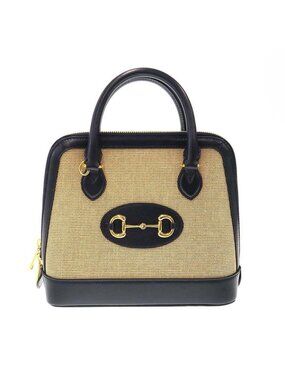 Gucci Horsebit 1955 Small Top Handle Bag Beige Navy